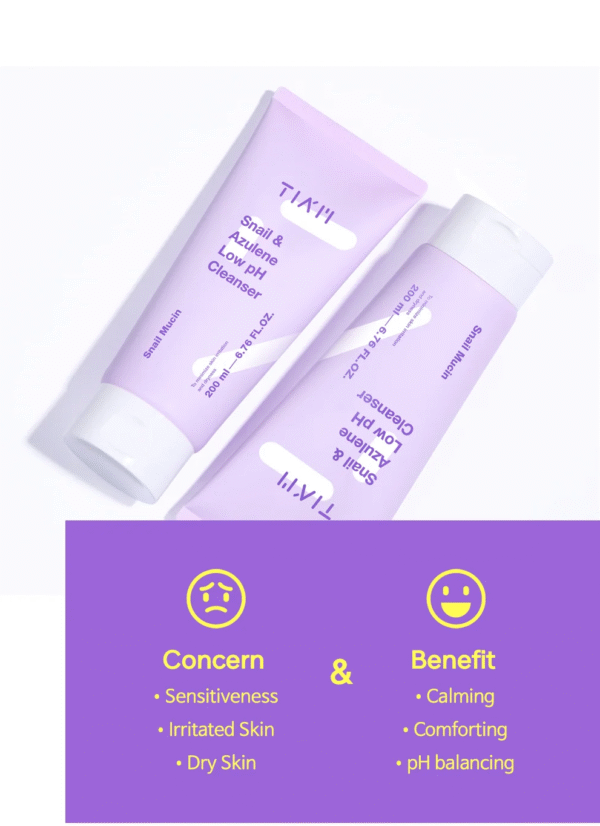 TIAM Snail & Azulene Low pH Cleanser - 200ml - Image 3