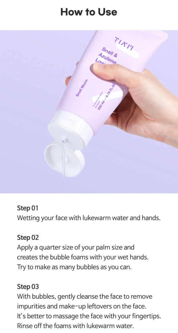 TIAM Snail & Azulene Low pH Cleanser - 200ml - Image 4